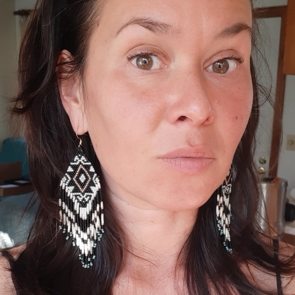 Boho Beaded Fringe Earrings - Picture 2 of 2